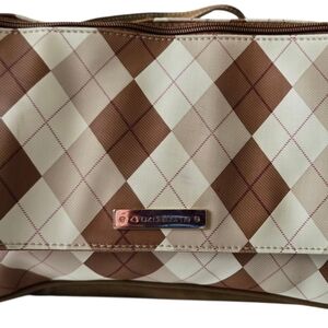 Liz Claiborne Brown and Cream Argyle Shoulder Bag Vintage 90's